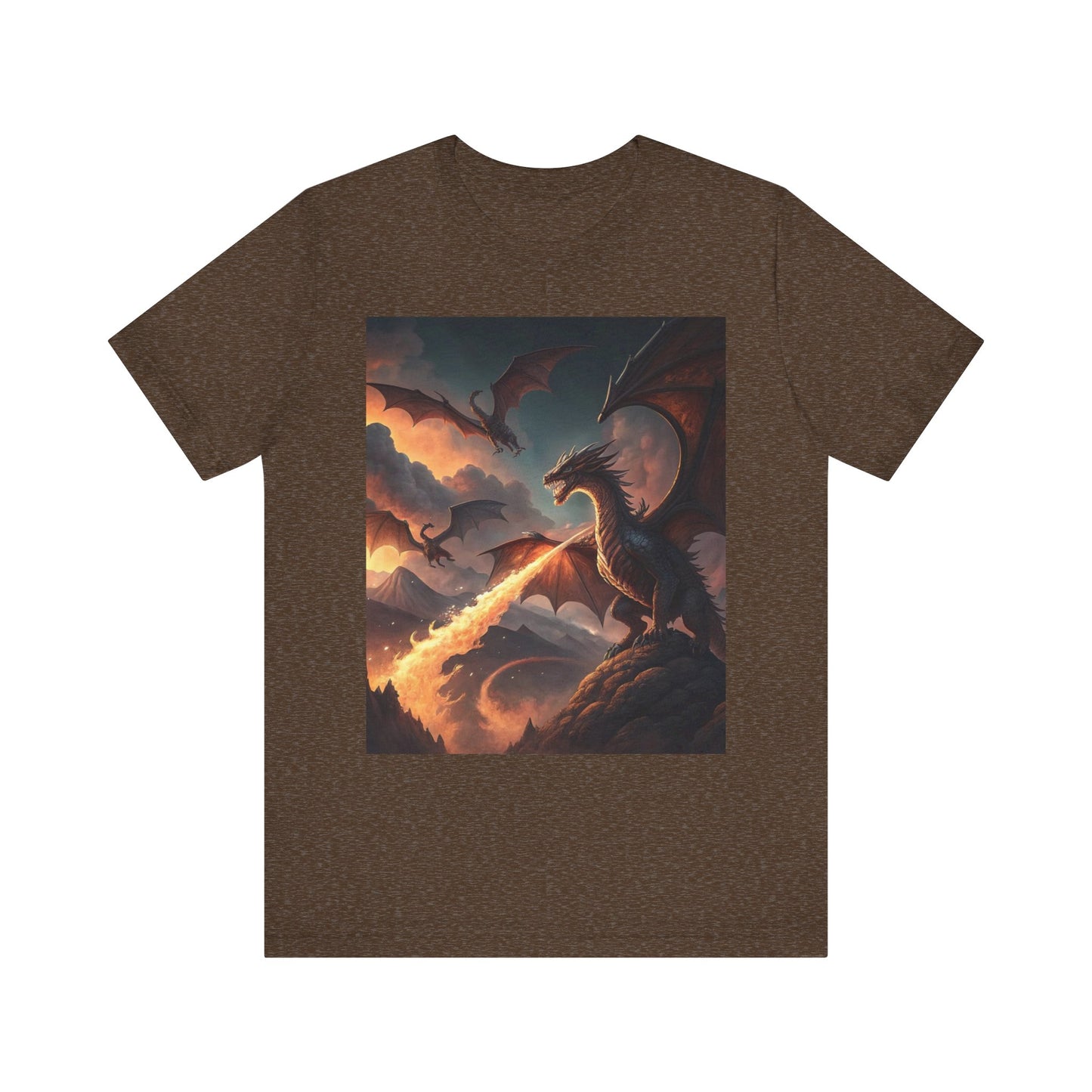 Dragon Graphic T-Shirt, Fire-Breathing Dragon Tee, Fantasy Dragon Shirt Smoky Background, Dragon T-Shirt, Mythical Creature Apparel.