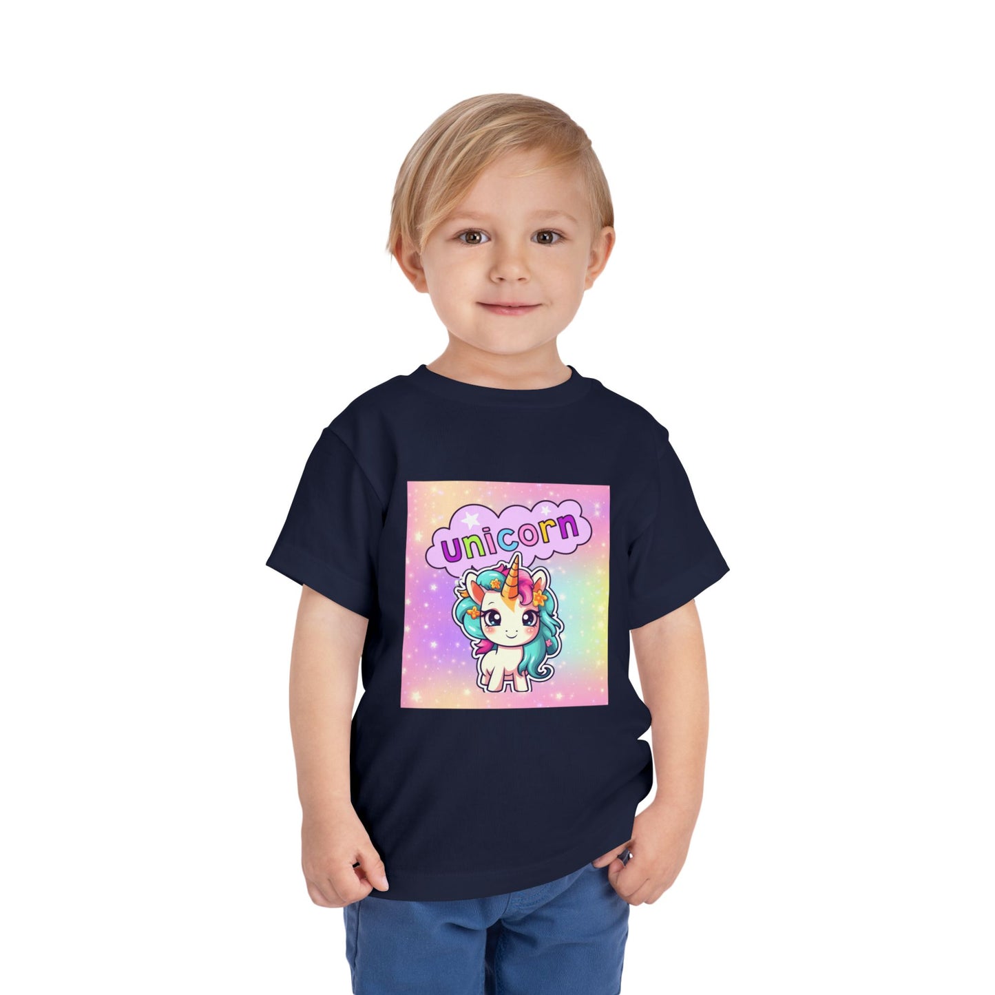 Toddler Unicorn T-Shirt Baby, Unicorn Kids Tee Rainbow Background, Shirt for Toddlers, Cute Toddler Unicorn Clothing, Magical Unicorn Toddler Apparel.