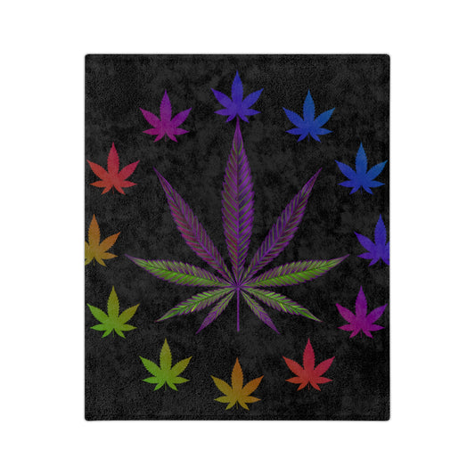 Weed Blanket, Cannabis Leaf Blanket, Marijuana Decor Blanket, Colorful Mary Jane Blanket, Green and Purple Weed Throw, Stoner Decor Blanket, Velveteen Microfiber Blanket