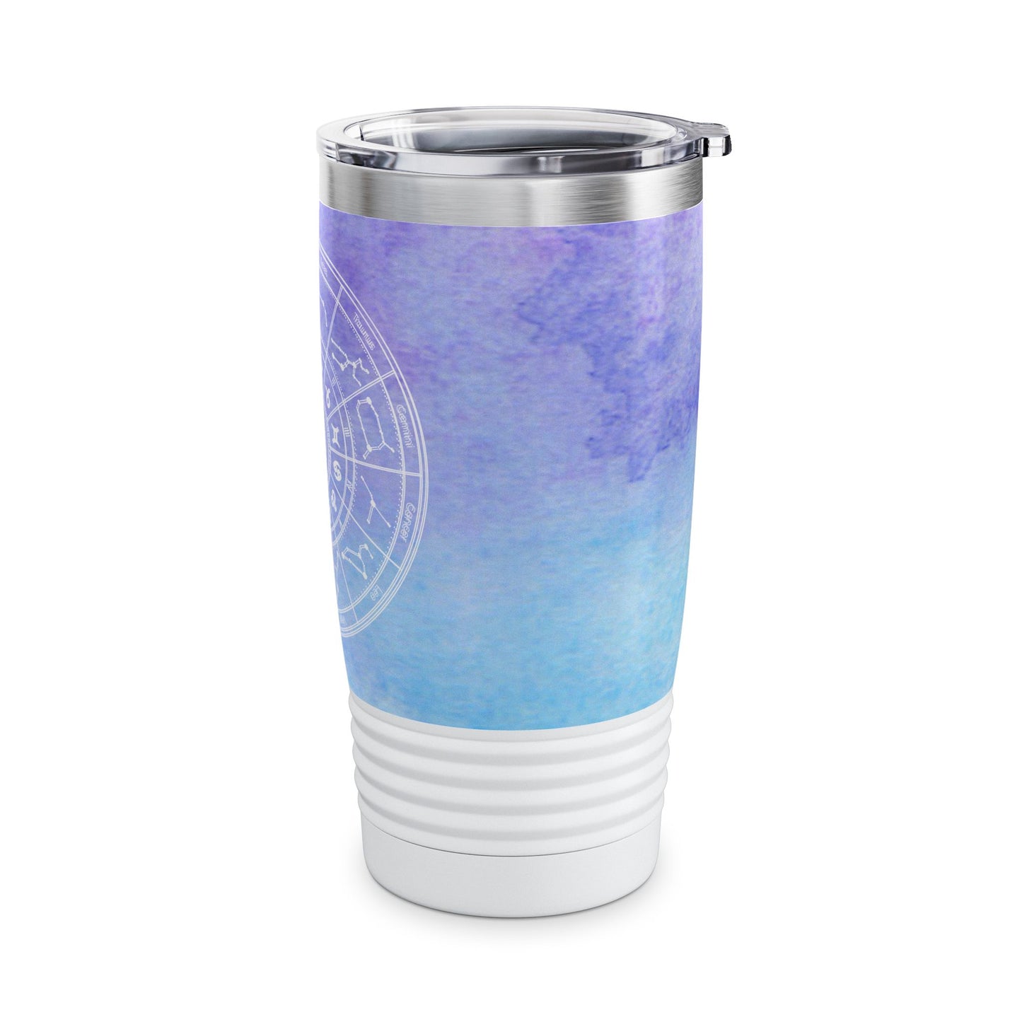 Birth Sign Star Chart Tumbler, Light Blue and Purple Travel Mug, Astrology Ringneck Tumbler Celestial 20oz, Zodiac Chart Stainless Steel Tumbler.