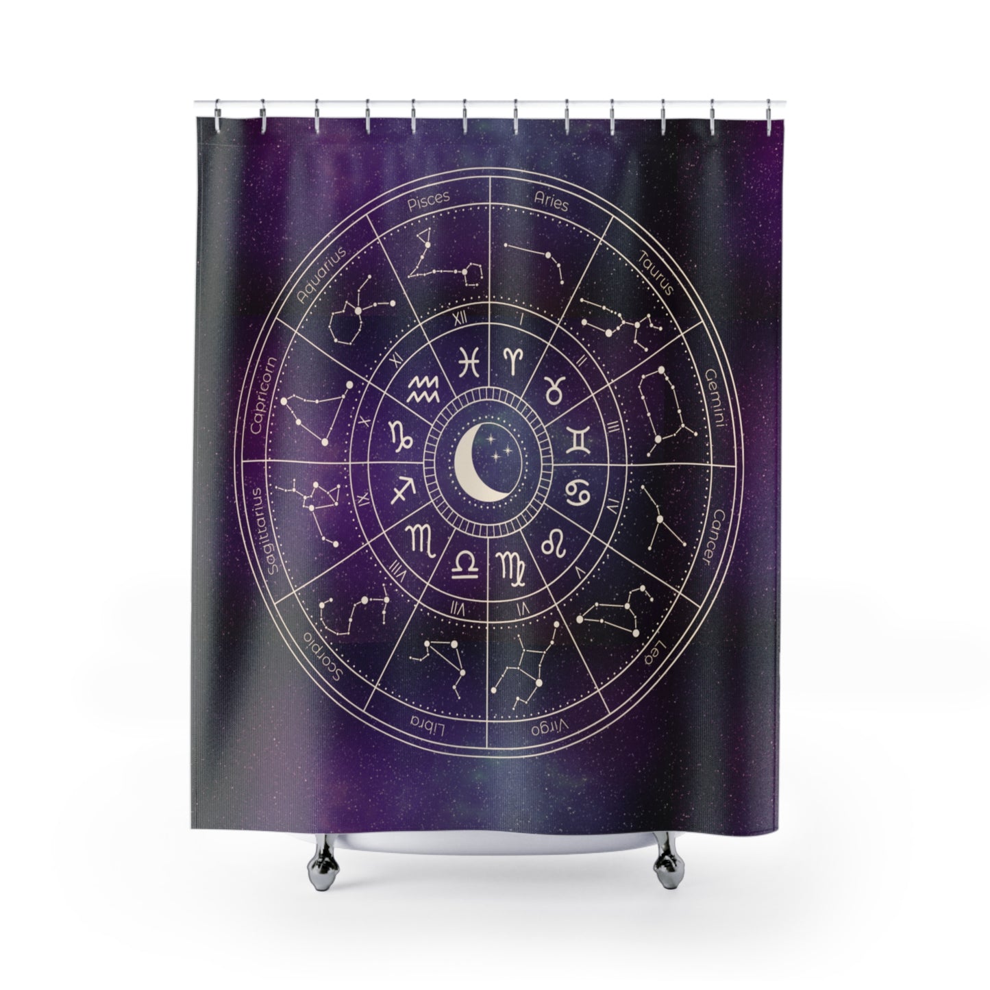 Star Signs Shower Curtain, Astrology Birth Chart Bathroom Decor, Zodiac Symbols Shower Curtain, Celestial Bathroom, Accessories Horoscope Shower.