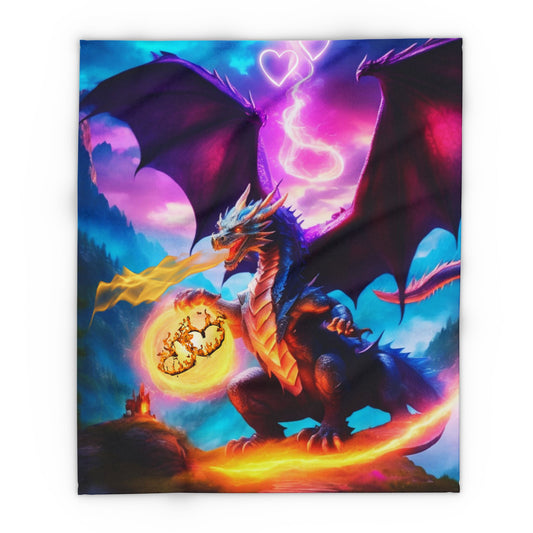 Dragon Throw Blanket, Dragon Fire Blanket, Fire Breathing Dragon Blanket, Dragon Lovers, Lover of Dragons Gift, Gift for Him, Gift for Her, Arctic Fleece Blanket