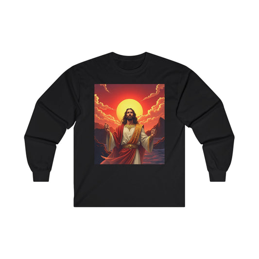 Jesus Sunrise long sleeved, Long Sleeved Christian Apparel Jesus, Shirt Small to 5XL, Religious T-Shirts, Faith Clothing Inspirational Christian, Tee Cotton Long Sleeve Tee