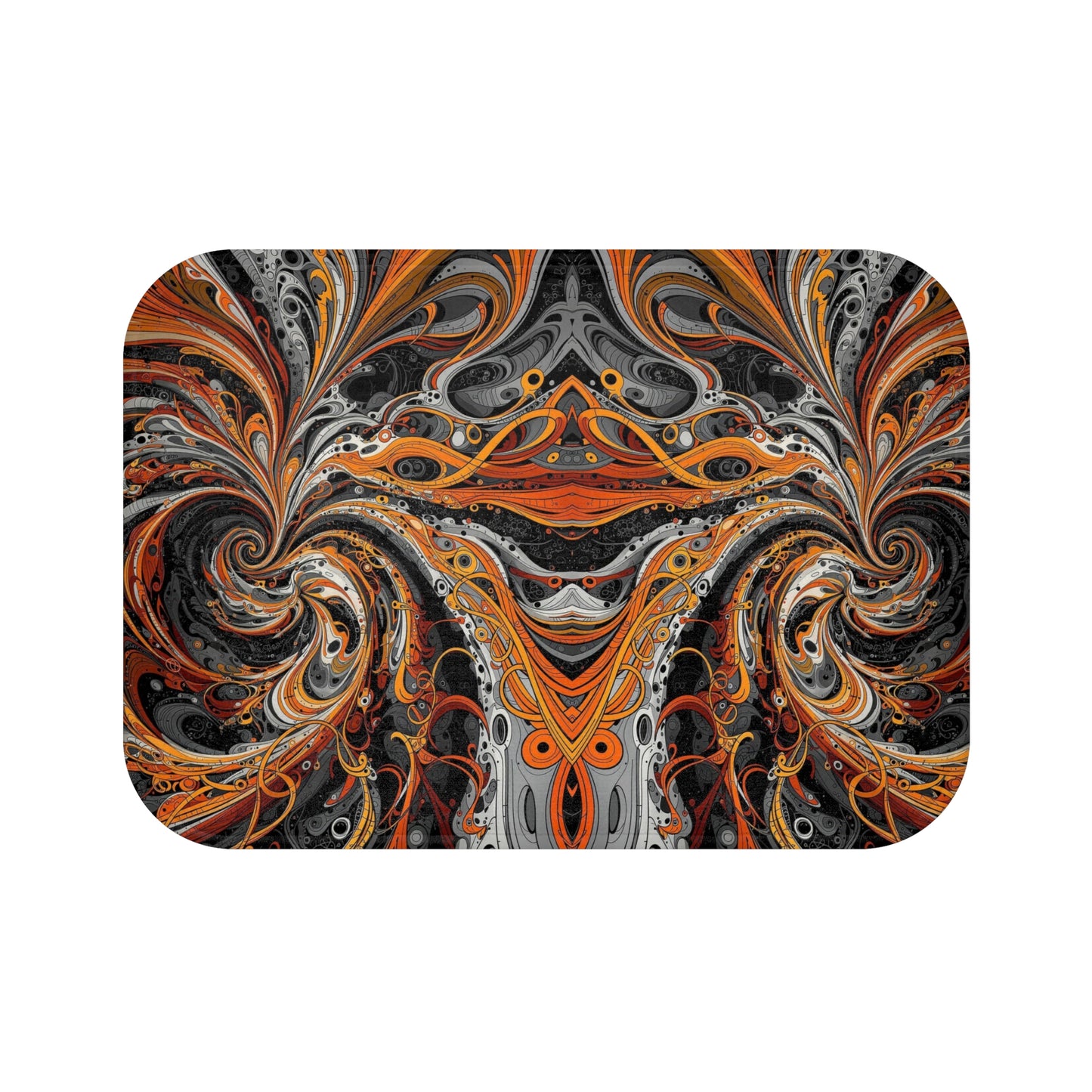 Bathmat, Orange gray black bathmat, Modern bathmat, Trendy bathroom mat, Bathroom orange paisley pattern, Housewarming bathmat Gift.