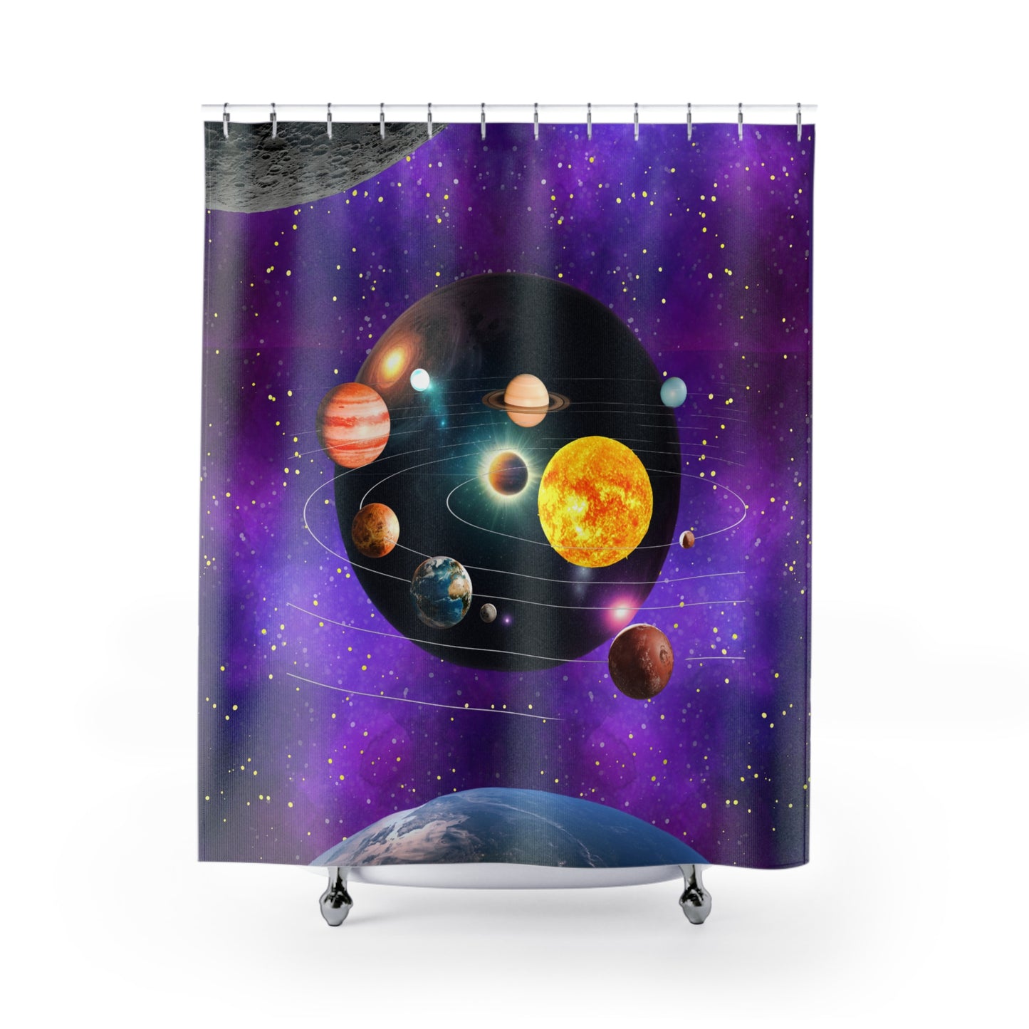 Planets Shower Curtain, Outer Space Bathroom Decor, Cosmic Shower Curtain, Solar System Shower Curtain, Lover of Outer space Gift, Housewarming Gift,