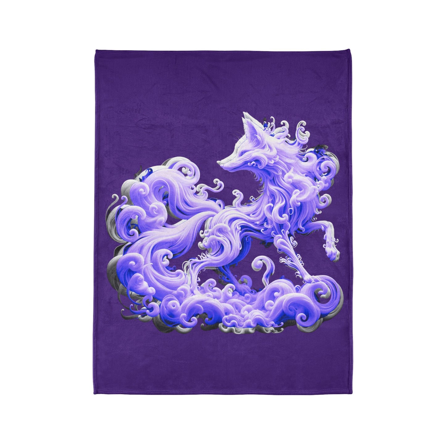 Mystical fox blanket, Swirling smoke design Ethereal animal decor, Cozy magical blanket, Soft Polyester Blanket, Night sky and stars blanket Forest spirit decor, Abstract animal artwork.