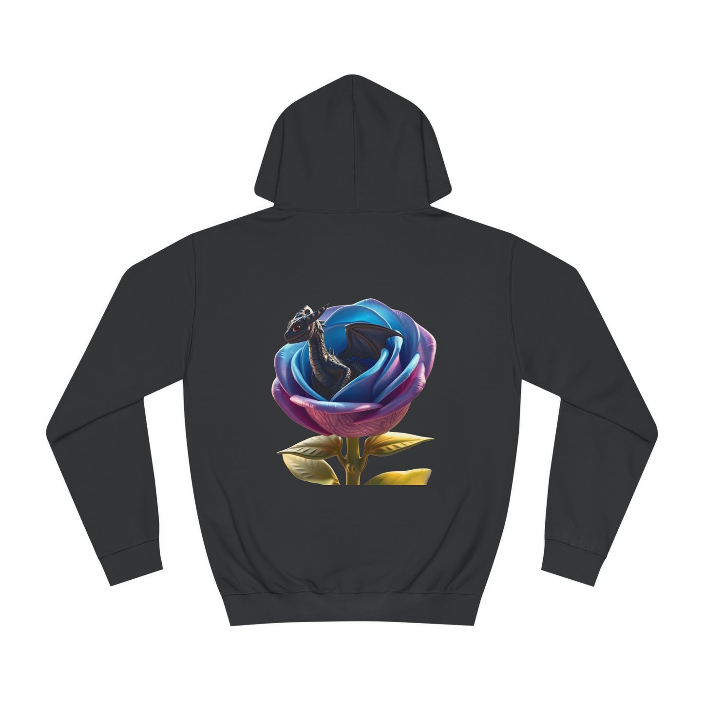 Baby Dragon Hoodie, Colorful Rose and Dragon Hooded, Sweatshirt Fantasy Graphic Hoodie, Vibrant Rose and Dragon Design Hoodie.