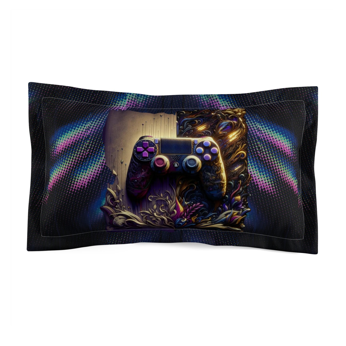 Sony Game Controller Pillow Sham, Digital Rainbow Pillow Sham, Gaming-Themed Bedroom Decor, PlayStation Pillow Sham, Rainbow Gaming Pillow, Gamer Home Decor, Video Game Lovers Gift.