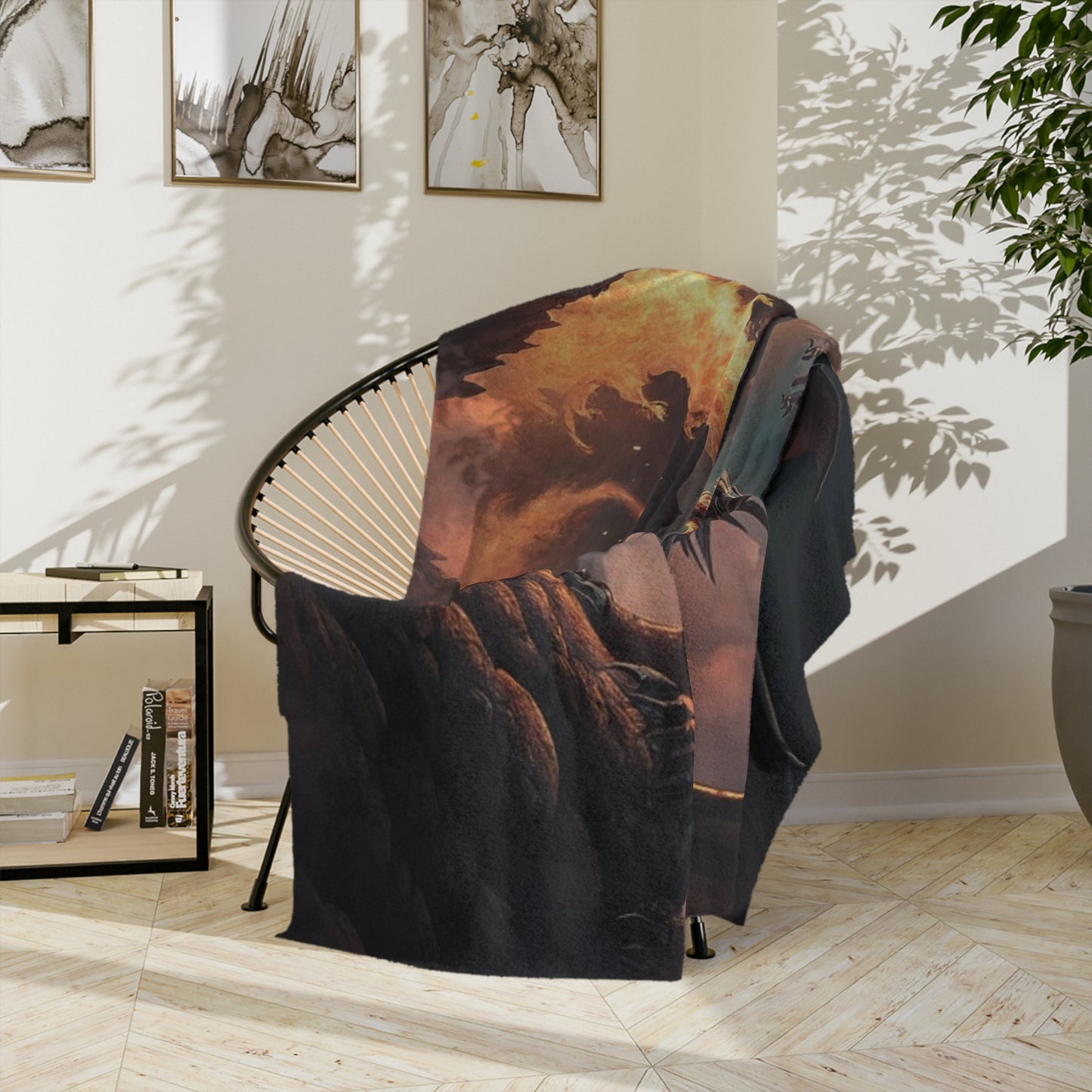 Dragon Blanket, Velveteen Dragon Throw Fantasy-Themed Blanket, Soft Microfiber Dragon Throw, Mythical Creature Home Décor, Fire-Breathing Dragon Blanket.