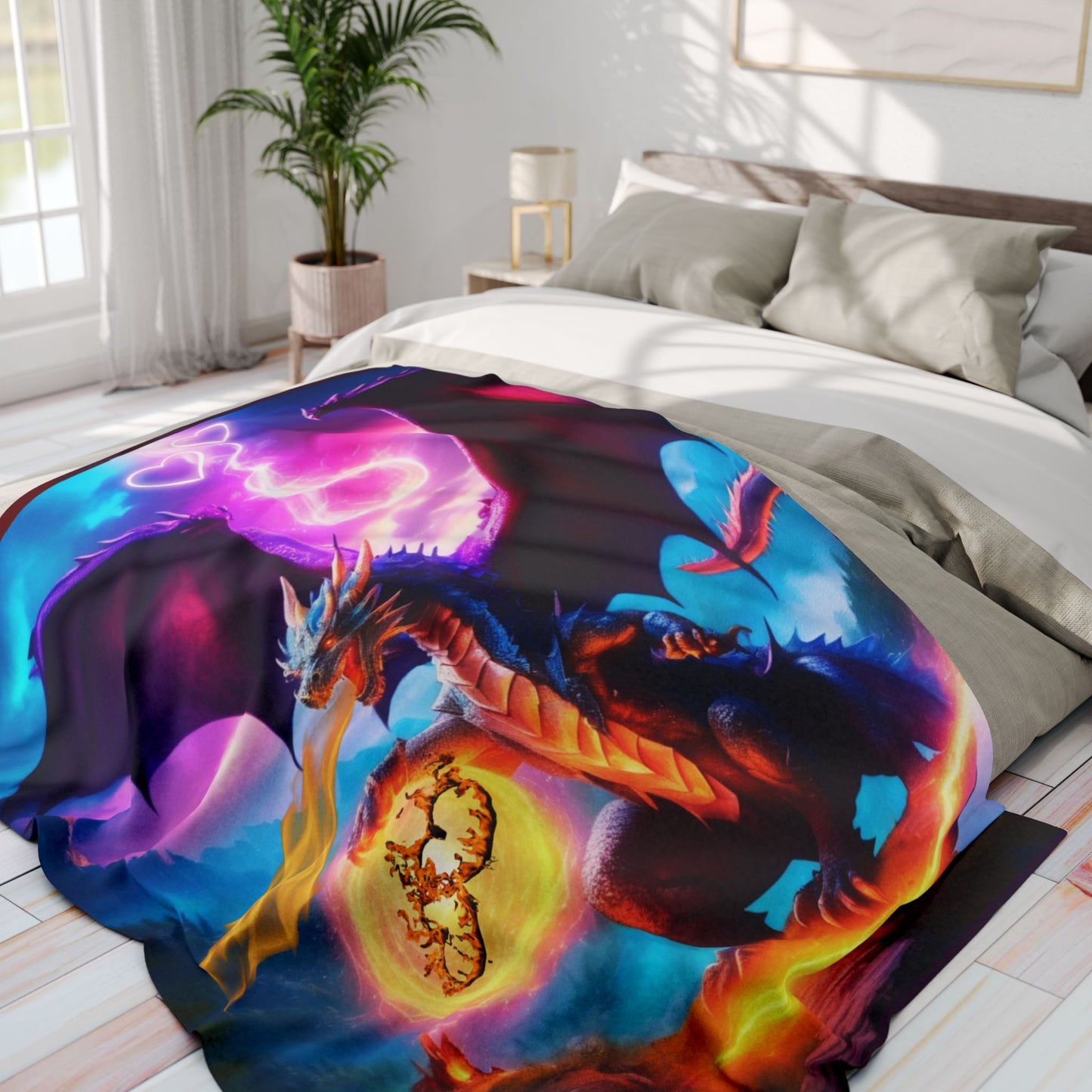 Dragon Throw Blanket, Dragon Fire Blanket, Fire Breathing Dragon Blanket, Dragon Lovers, Lover of Dragons Gift, Gift for Him, Gift for Her, Arctic Fleece Blanket