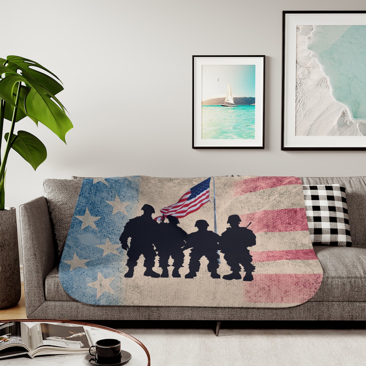 Army men blanket, military blanket, patriotic sherpa blanket, American flag blanket, soldiers and flag design, military tribute blanket, soft sherpa throw, USA pride blanket, Sherpa Blanket.