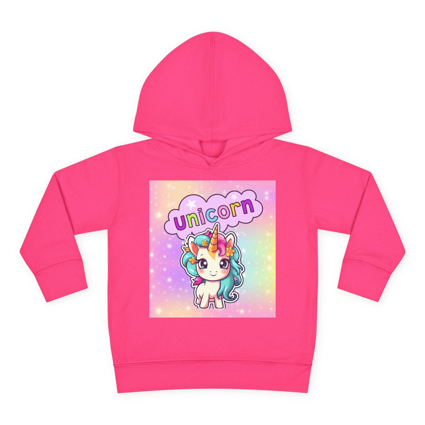 Toddler Unicorn Hoodie, Baby Unicorn Fleece Pullover, Rainbow Background Kids Hoodie, Cozy Toddler Unicorn Sweatshirt, Cute Unicorn Graphic Hoodie.