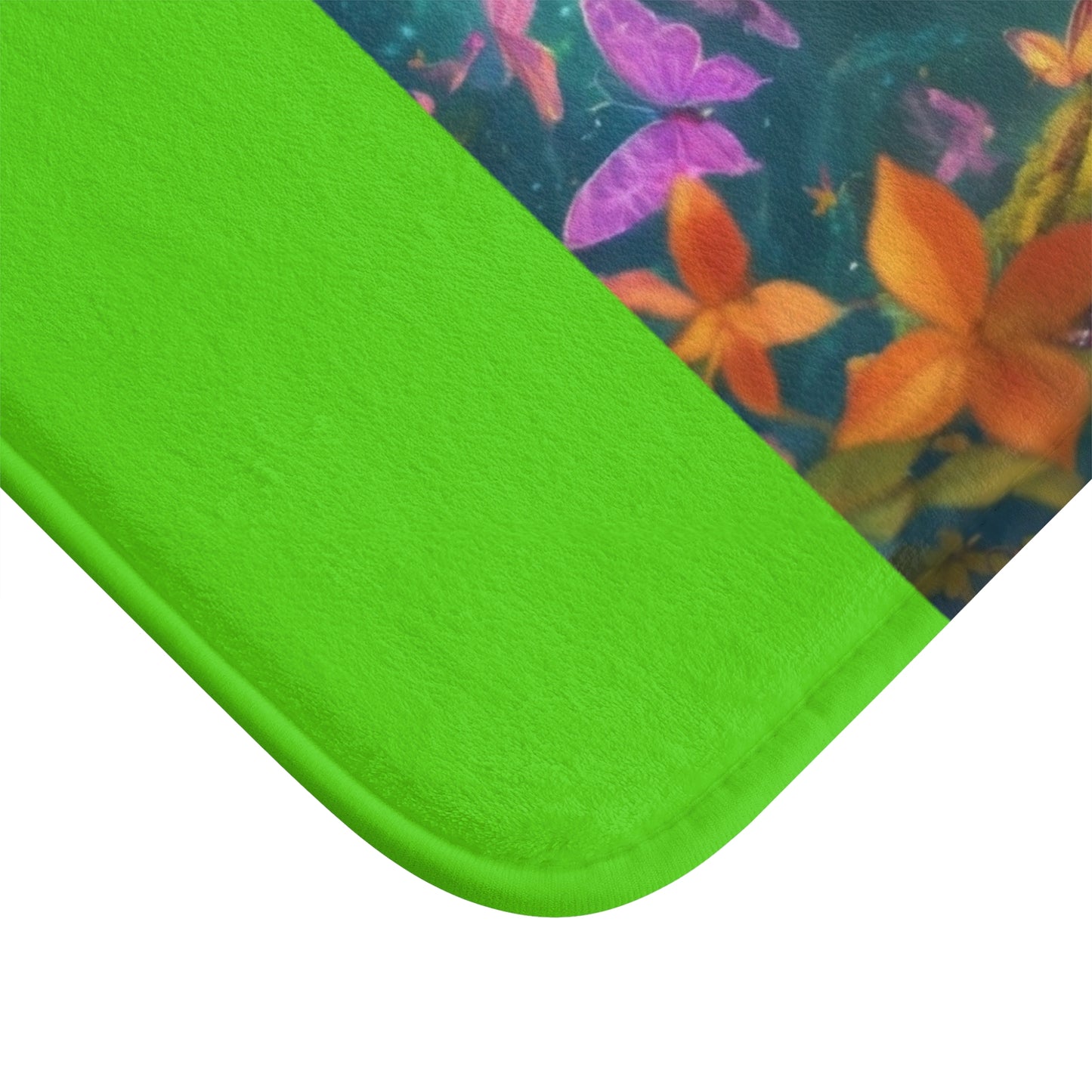 Fairies' Bathmat, Fairy Bathroom Decor, Lime Green Bathmat, Whimsical Bathmat, Soft Microfiber Bathmat, Fairy-Themed Home Decor, Colorful Bathmat for Kids..