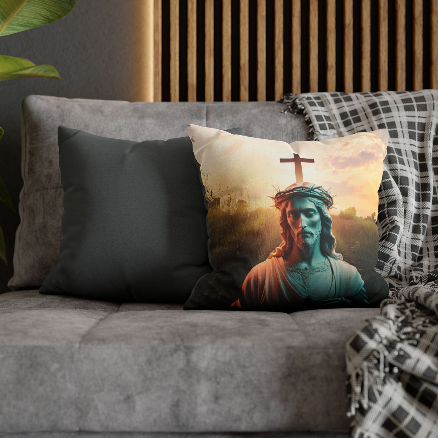 Jesus Square Pillow, Christian Home Decor, Faith-Inspired Pillow, Religious Decor Pillow, Holy Birthday Gift, Jesus Holy Gift, Christmas Gift, Square Pillowcase