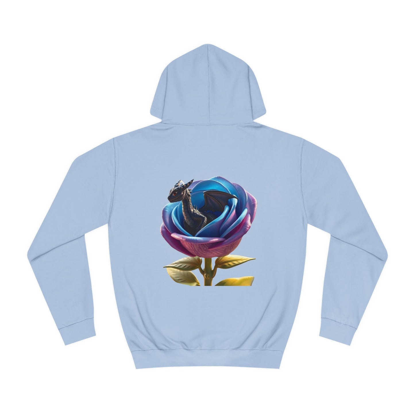 Baby Dragon Hoodie, Colorful Rose and Dragon Hooded, Sweatshirt Fantasy Graphic Hoodie, Vibrant Rose and Dragon Design Hoodie.