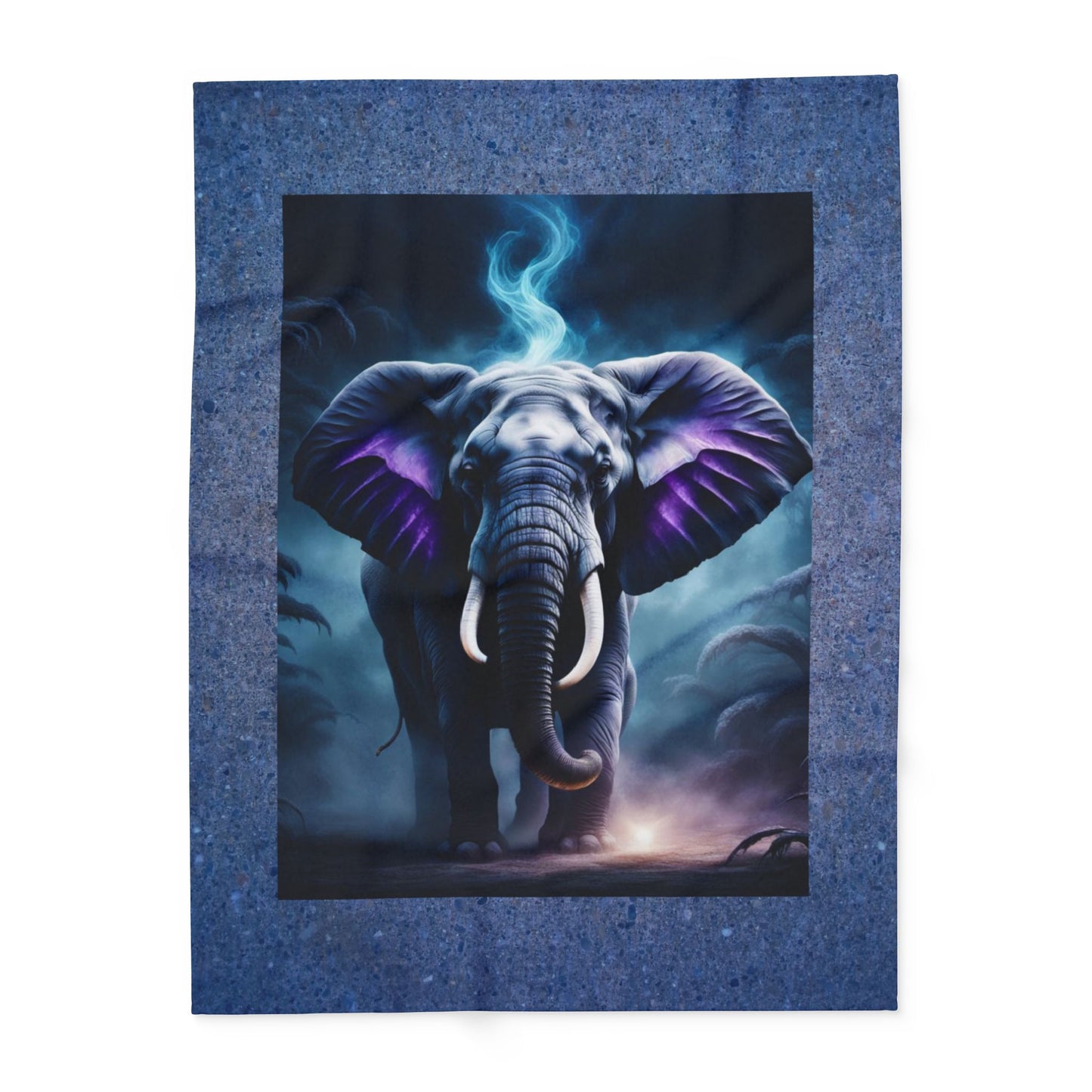 Elephant Fleece Blanket, Wilderness Night Scene Arctic Fleece Throw, Starry Night Blanket Wildlife-Inspired Decor, Majestic Elephant Design.