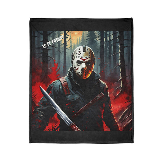 Jason Horror Blanket, Black Horror Blanket, Soft Polyester Blanket, Jason Character Blanket, Horror Movie Blanket, Halloween Decor Blanket, Soft Polyester Blanket, Color Black.