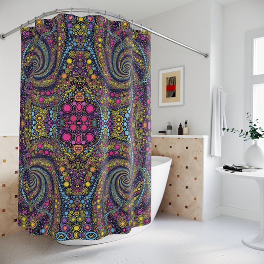 Rainbow Circle Shower Curtain, Wild Pattern Bathroom Decor, Colorful Geometric Shower Curtain, Geometric Bathroom Curtain, Lively Colorful Bath Accessory.