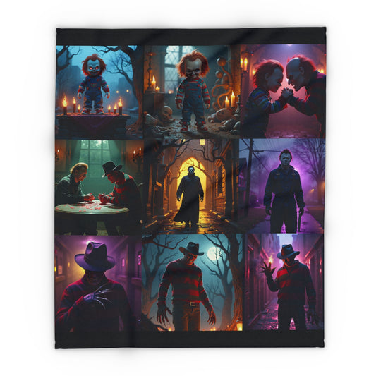 Chucky Blanket, Michael Myers Blanket, Freddy Krueger Blanket, Arctic Fleece Blanket, Soft Horror Blanket, Scary Movie Characters Blanket, Cozy Fleece, Blanket for Horror Fans.