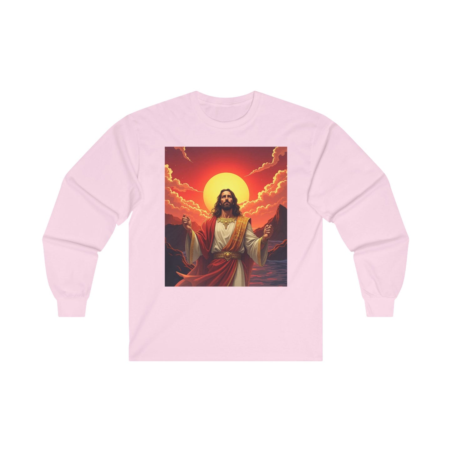 Jesus Sunrise long sleeved, Long Sleeved Christian Apparel Jesus, Shirt Small to 5XL, Religious T-Shirts, Faith Clothing Inspirational Christian, Tee Cotton Long Sleeve Tee