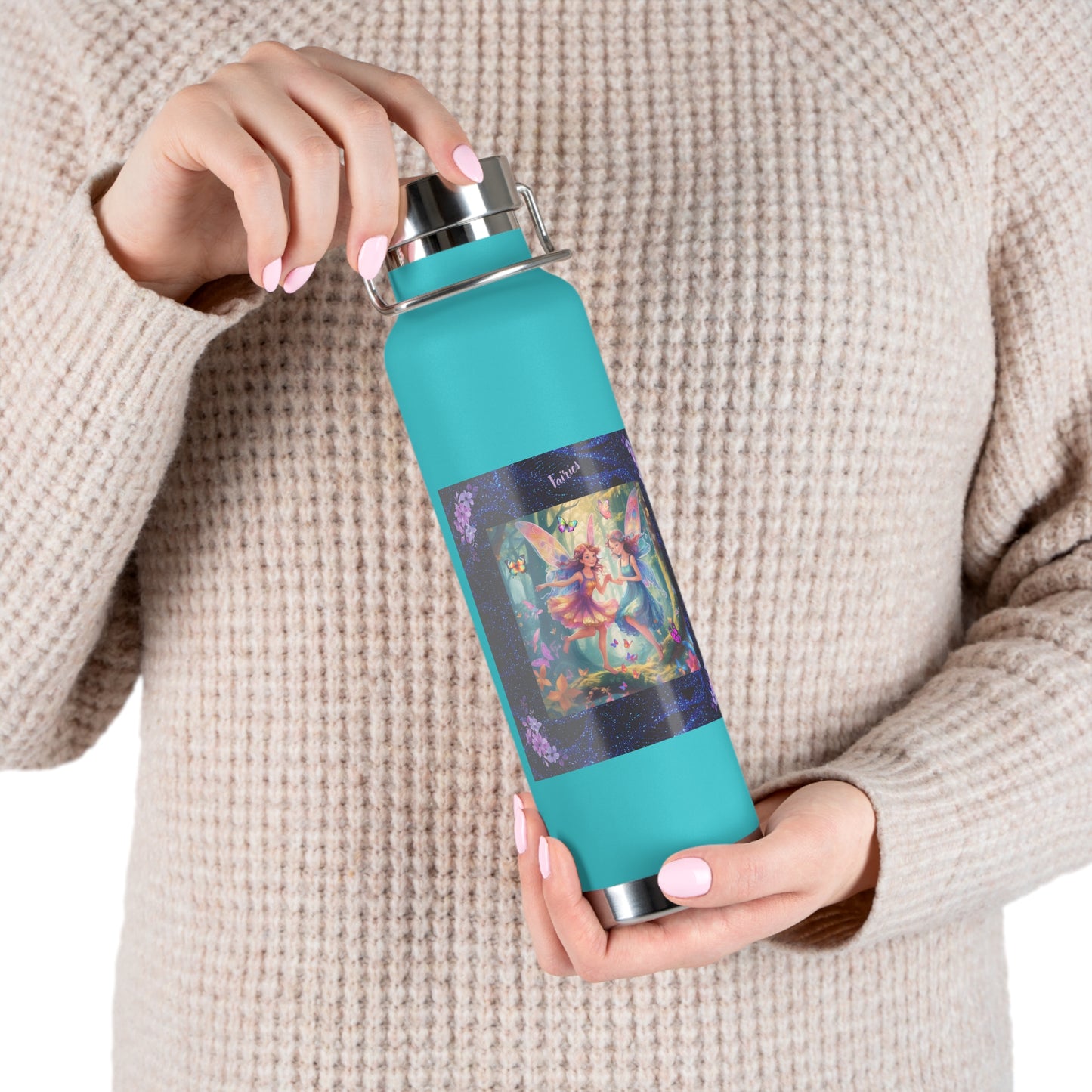 Fairies Bottle 22oz, Fairies' Drinking Bottle, Drinking Bottle for School, Copper Vacuum Insulated Bottle, Hot and Cold Beverage Bottle, Eco-Friendly Fairies' Bottle, 22oz