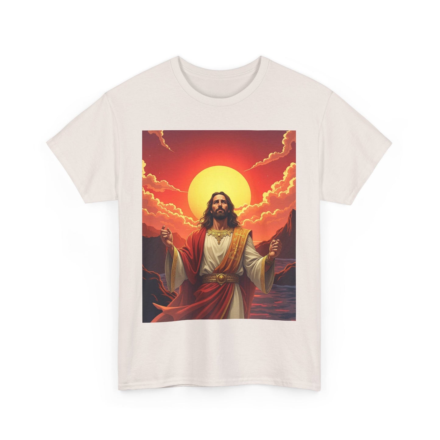 Jesus Sunrise T-shirt, Spiritual Graphic Tee, Christian Apparel, Faith T-shirt with Jesus and Sunrise, Inspirational Jesus Tee, Christmas gift Jesus tee.