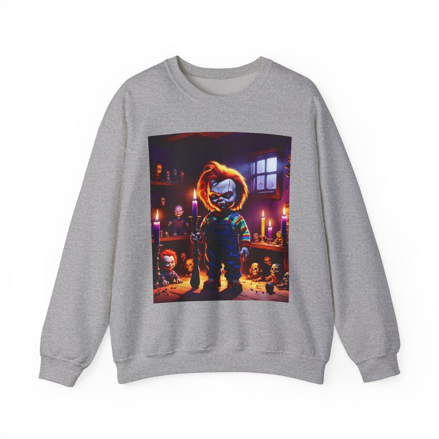 Horror movie Sweatshirt, Chucky Sweatshirt, Scary Film Sweatshirt, Halloween Gift, Gift for Her, Gift for Him, Scary movie Sweatshirt, Unisex Heavy Blend™ Crewneck Sweatshirt