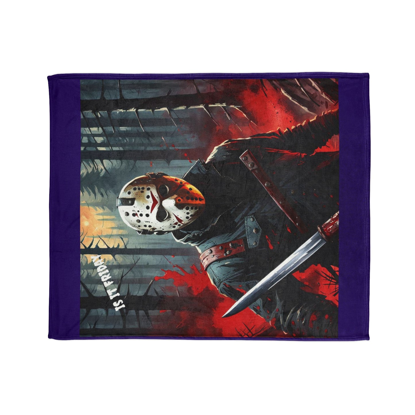 Jason Character Blanket, Horror Movie Blanket, Halloween Horror Blanket, Cozy Horror Blanket Blue, Jason Voorhees Blanket, Horror Fan Gift Blanket, Polyester Blanket, Color Blue.