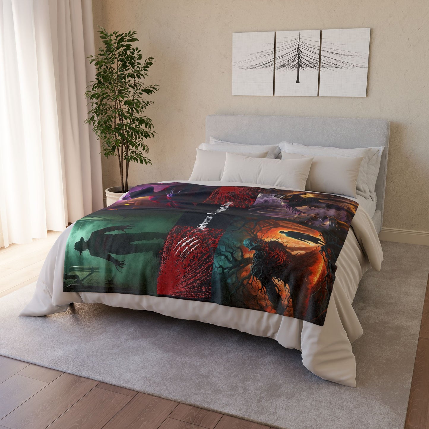 Freddy Krueger Blanket, Horror Movie Blanket, Freddy Polyester Blanket, Cozy Horror Blanket, Nightmare on Elm Street Blanket, Halloween Horror Blanket, Freddy Krueger Decor Blanket. Polyester Blanket