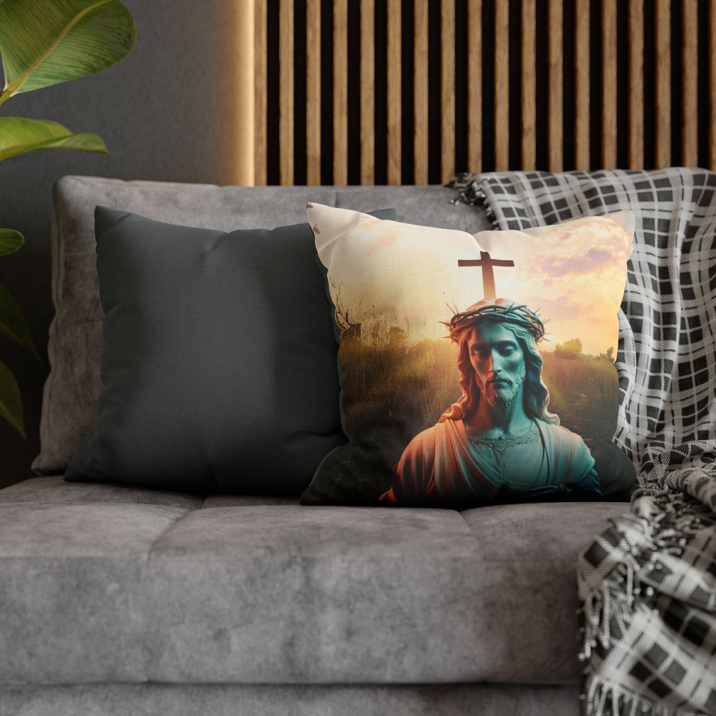 Jesus Square Pillow, Christian Home Decor, Faith-Inspired Pillow, Religious Decor Pillow, Holy Birthday Gift, Jesus Holy Gift, Christmas Gift, Square Pillowcase