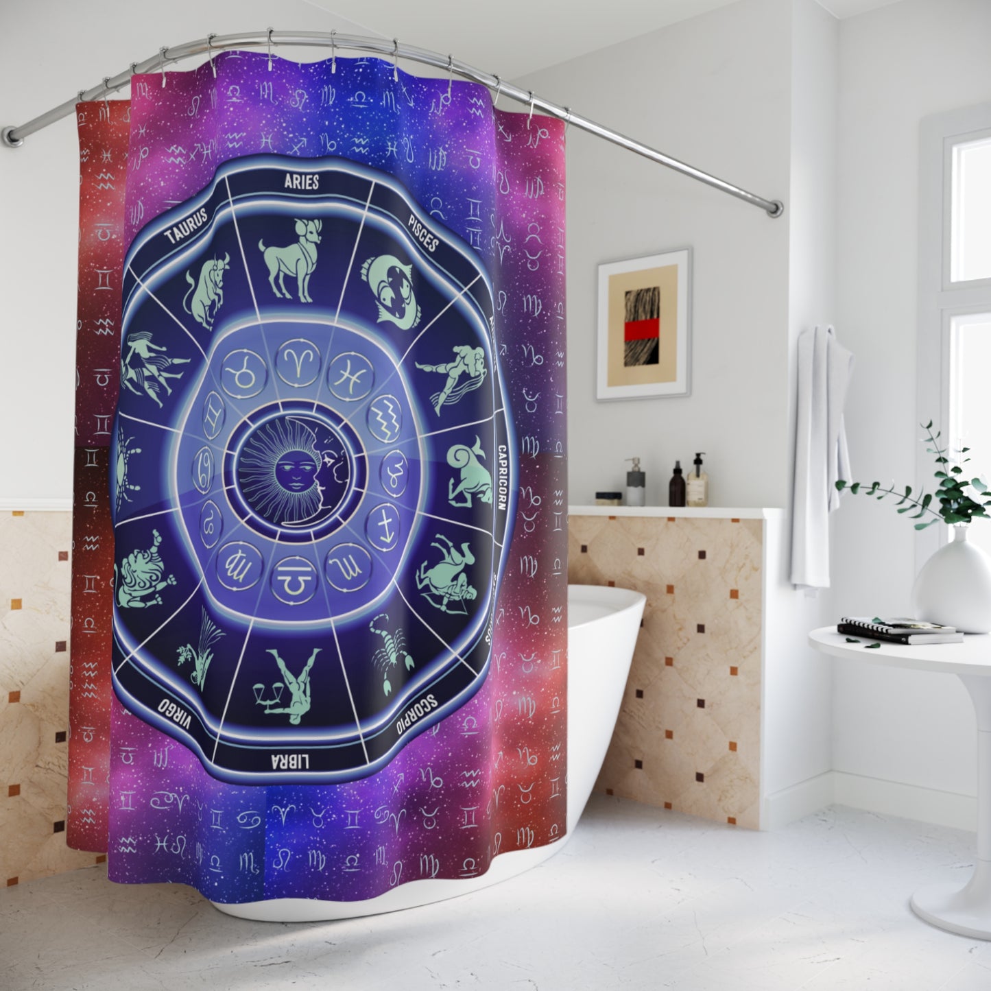 Birth Signs Shower Curtain, Zodiac Shower Curtain, Astrology Bathroom Decor, Celestial Shower Curtain, Birth Signs Bathroom, Accessories Astrology-Inspired.