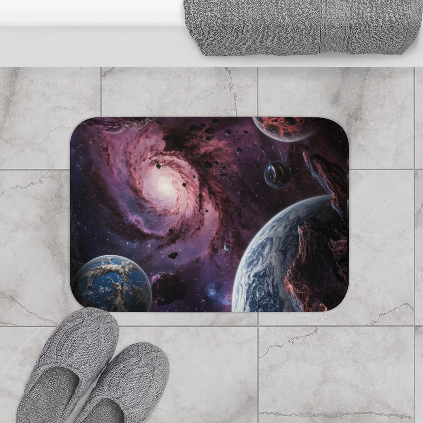 Galaxy Bathmat Planets Bathroom Mat Space-Themed Bath Mat Outer Space Decor Bathmat Cosmic Universe Bathmat, Bathroom Decor.