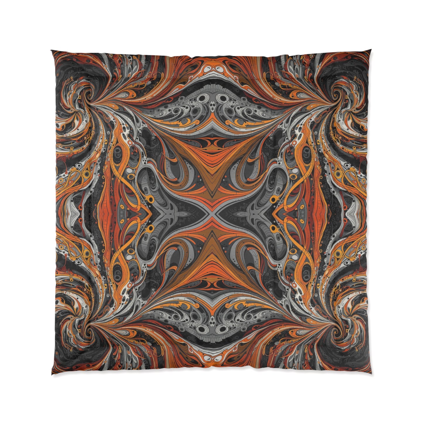 Orange and Black Comforter, Gray Paisley Bedding, Queen Comforter, King Comforter, Luxurious Microfiber Comforter, Housewarming bedding Gift.