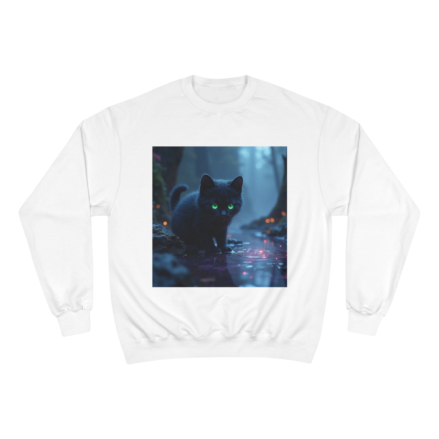 #BlackCatSweatshirt, #CatApparel, #BlackCatMagic, #CatFashion, #MysticalKitty, #FelineFashion, #BlackCatDesign, #WitchyVibes, #CatLoverStyle, #EnchantedCat, Champion Sweatshirt