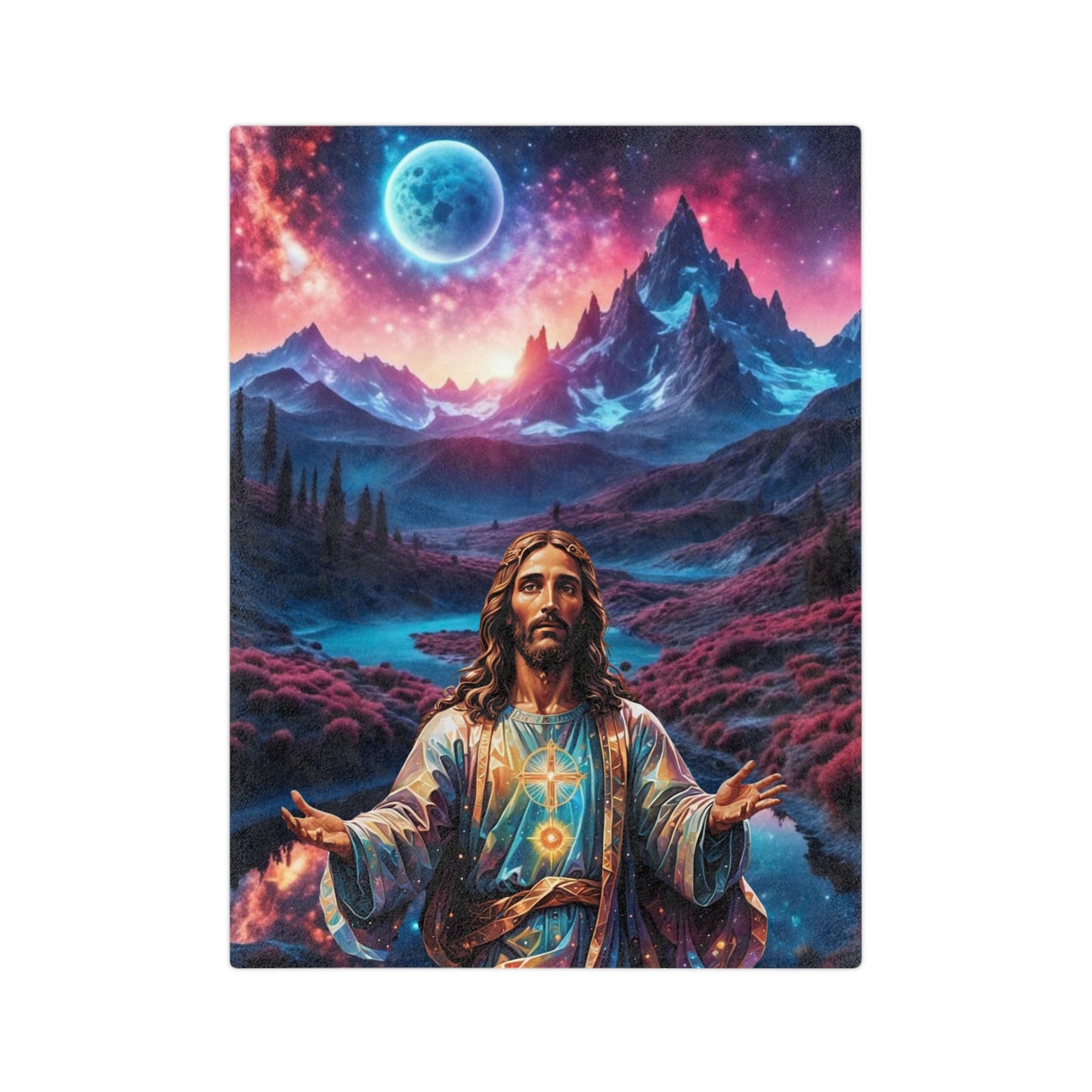 Jesus Blanket, Spiritual Blanket, Religious Gift, Religious Blanket, Jesus Christ Blanket, Galaxy Blanket, Housewarming Gift, Velveteen Microfiber Blanket