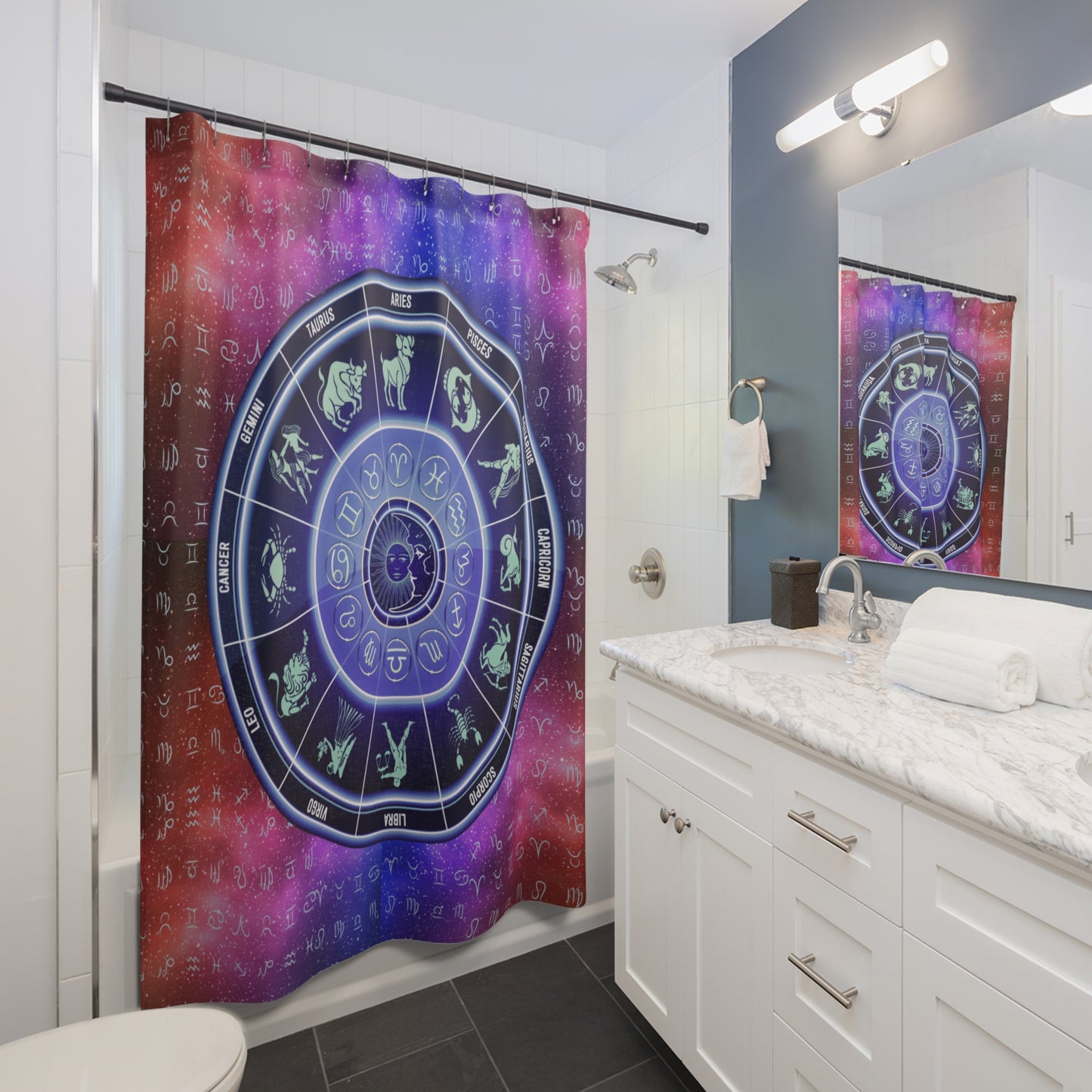 Birth Signs Shower Curtain, Zodiac Shower Curtain, Astrology Bathroom Decor, Celestial Shower Curtain, Birth Signs Bathroom, Accessories Astrology-Inspired.