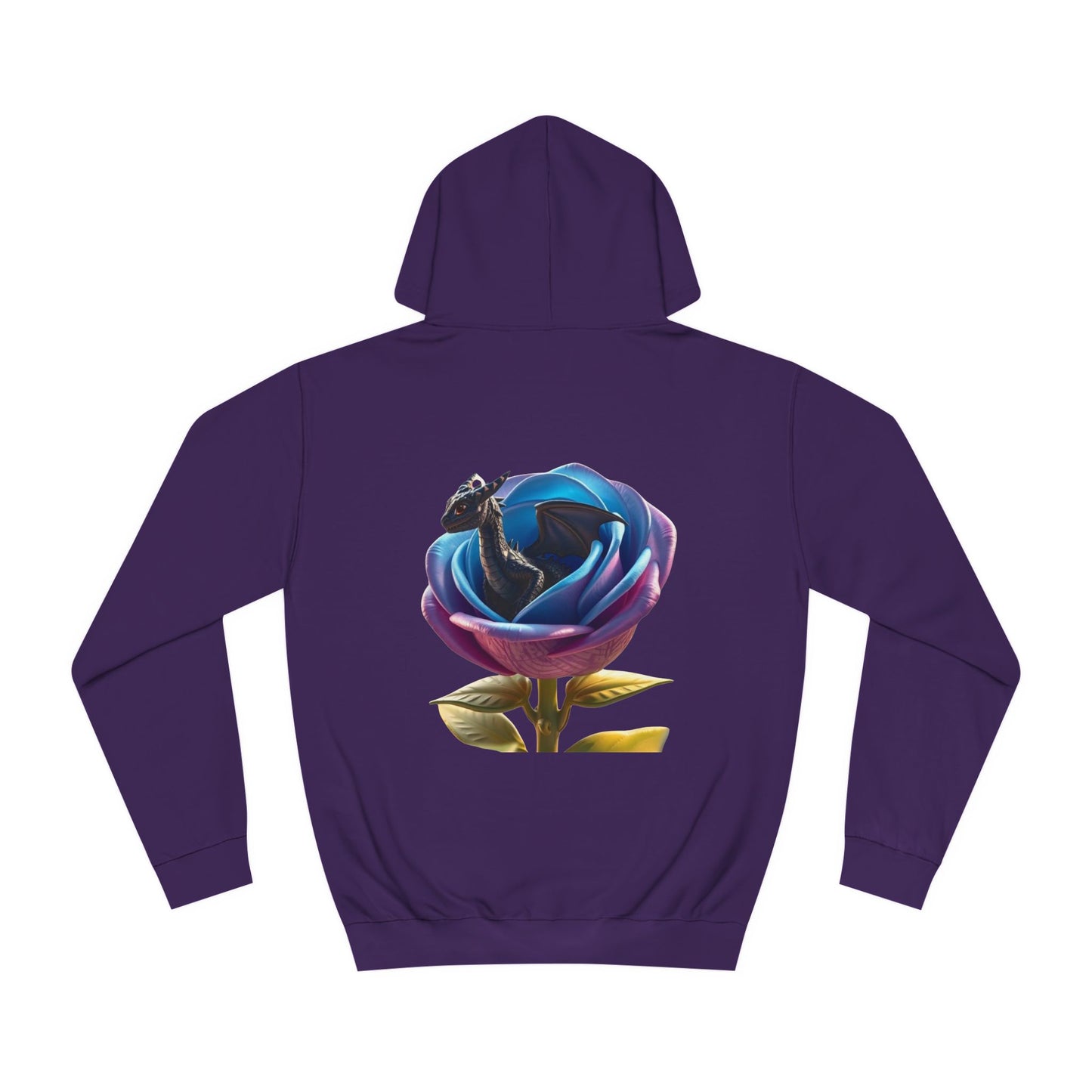 Baby Dragon Hoodie, Colorful Rose and Dragon Hooded, Sweatshirt Fantasy Graphic Hoodie, Vibrant Rose and Dragon Design Hoodie.