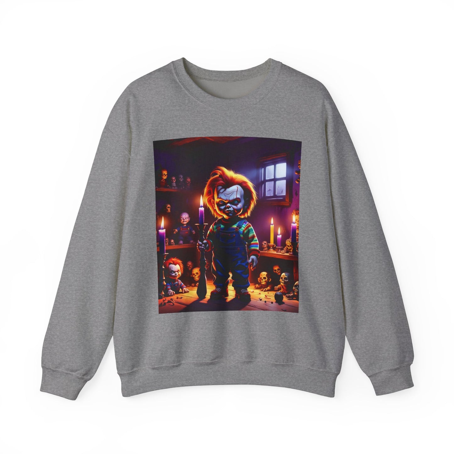 Horror movie Sweatshirt, Chucky Sweatshirt, Scary Film Sweatshirt, Halloween Gift, Gift for Her, Gift for Him, Scary movie Sweatshirt, Unisex Heavy Blend™ Crewneck Sweatshirt