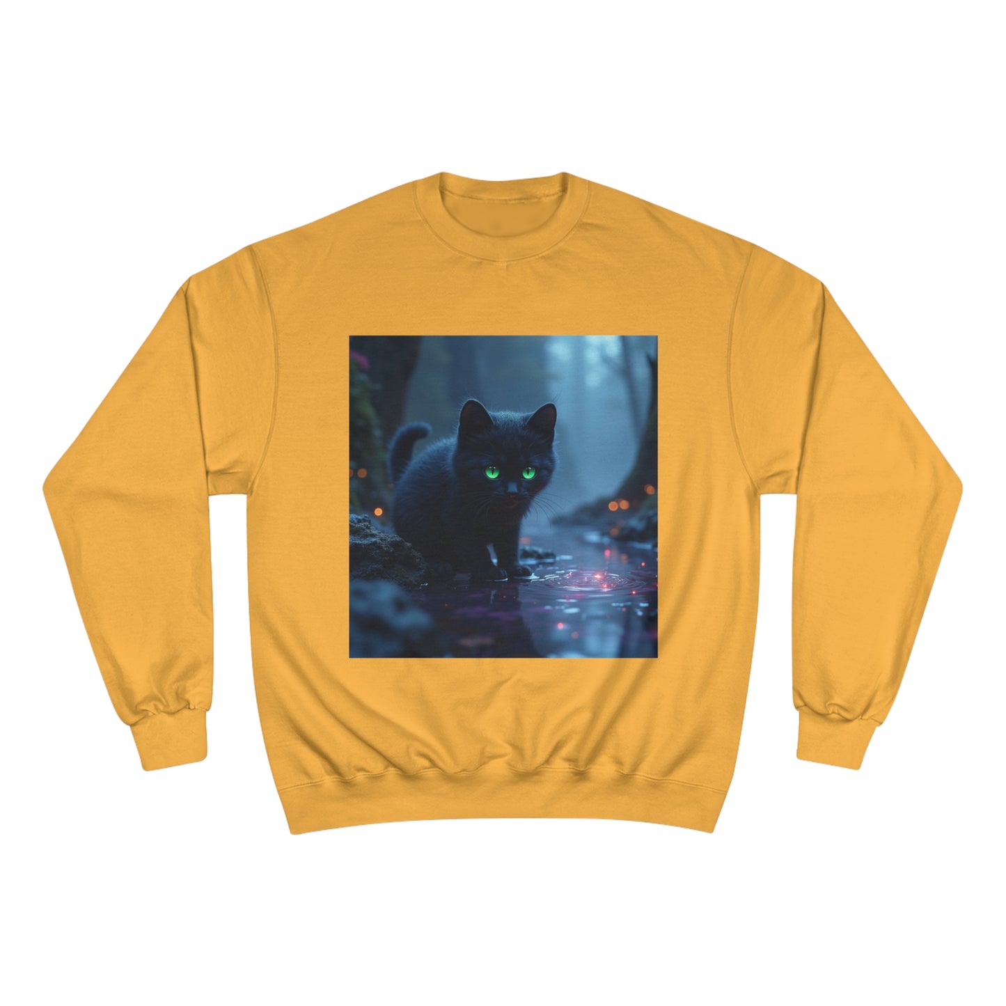 #BlackCatSweatshirt, #CatApparel, #BlackCatMagic, #CatFashion, #MysticalKitty, #FelineFashion, #BlackCatDesign, #WitchyVibes, #CatLoverStyle, #EnchantedCat, Champion Sweatshirt