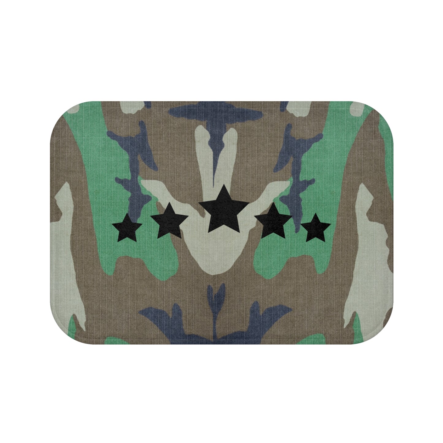 Camouflage bathmat, camo print decor, camo stars bathmat, Military bath decor, camo bathroom mat, non-slip bathmat, patriotic bath decor, camouflage bathroom accessories,  Bath Mat