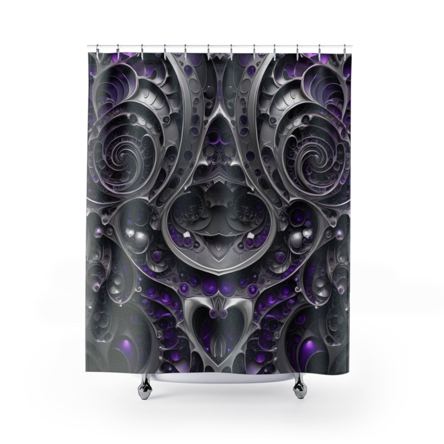 Purple and Silver Shower Curtain, Elegant Bathroom Decor, Modern Purple Shower Curtain, Chic Silver and Purple Curtain, Housewarming gift.