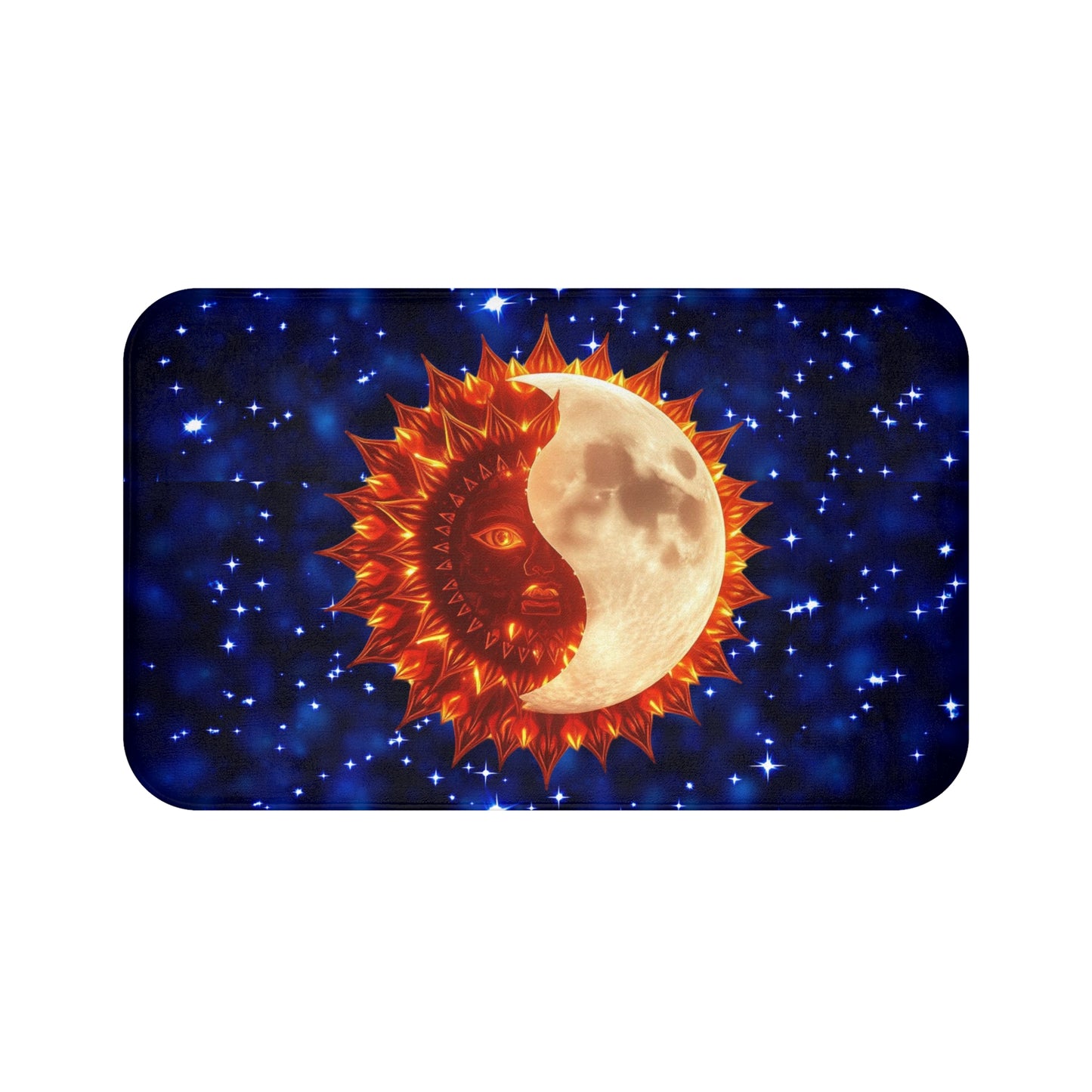 Sun and Moon Bathmat, Yin and Yang Bath Rug, Moon Bathroom mat, Sun Bathmat, Starry Bath Rug, Lover of Space Gift, Sun and Moon Lover Housewarming Gift, Bath Mat