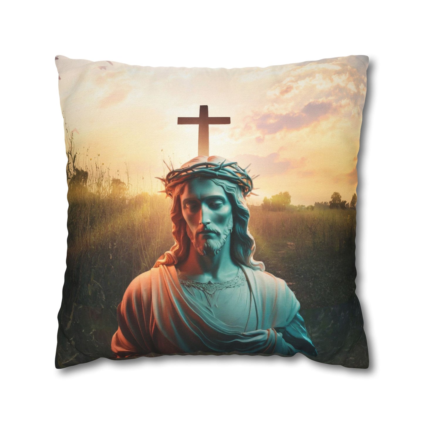 Jesus Square Pillow, Christian Home Decor, Faith-Inspired Pillow, Religious Decor Pillow, Holy Birthday Gift, Jesus Holy Gift, Christmas Gift, Square Pillowcase