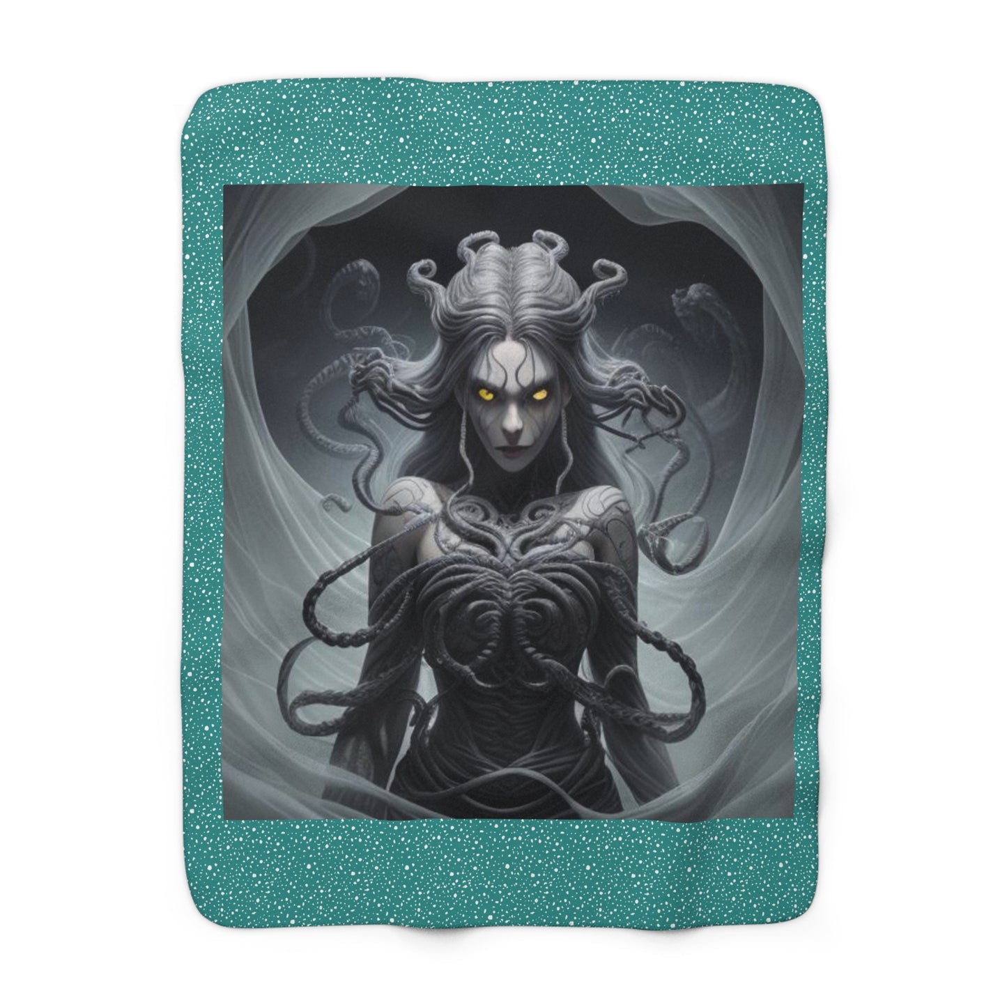 Medusa Blanket, Mythological Home Decor, Greek Mythology Throw Blanket, Medusa Design Blanket, Sherpa Fleece Blanket, Decorative Medusa Blanket.