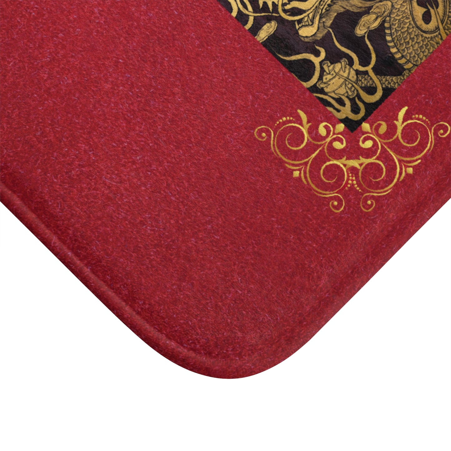 Chinese Dragon Bathmat, Red and Gold Bathroom, Mat Dragon-Themed Bathmat, Luxury Asian Bathroom Decor, Elegant Red and Gold Mat, Chinese Culture Bathroom Decor.