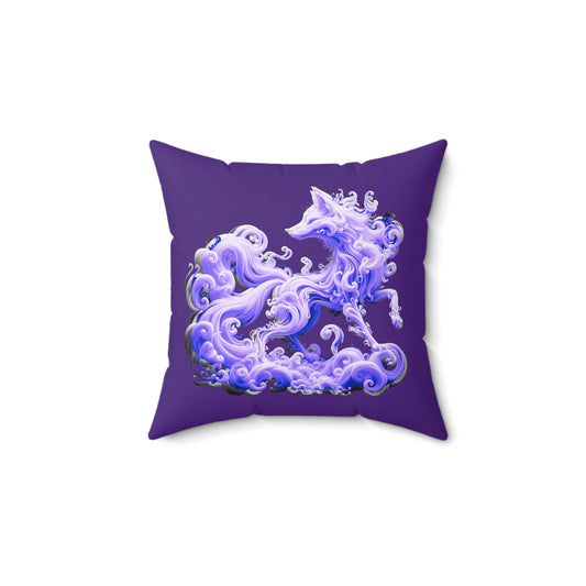 Ethereal fox art Swirling smoke design Pillow, Mystical animal decor Abstract Pillow, Fox artwork Pillow, Smoky animal illustration Pillow, Spiritual fox art Spun Polyester Square Pillow.