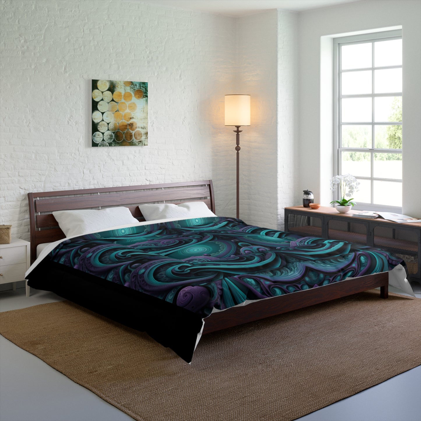 Teal and Purple Comforter Paisley Microfiber Comforter Elegant Paisley Bedding Teal and Purple Bedspread Paisley Pattern Comforter, Queen Comforter, King comforter.