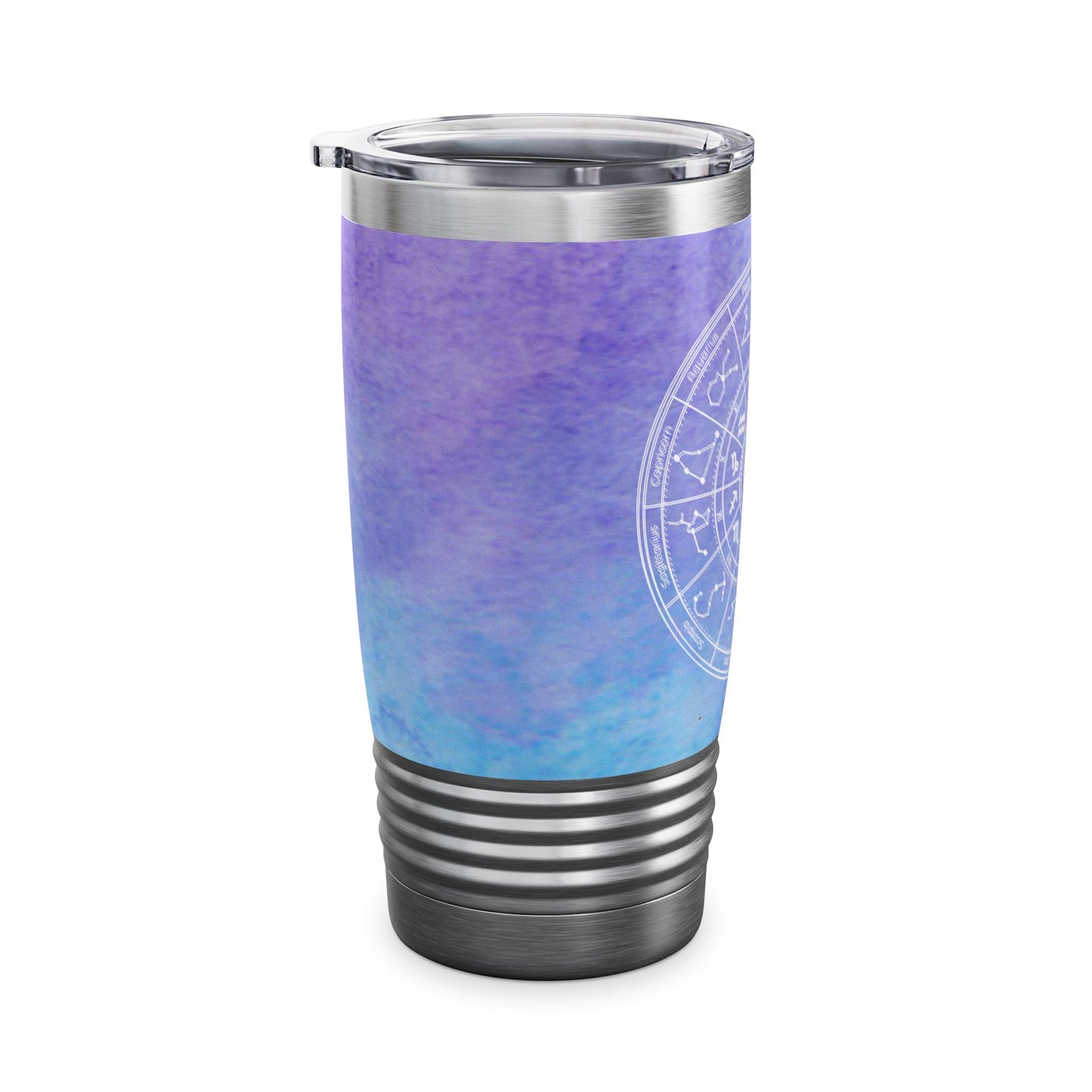 Birth Sign Star Chart Tumbler, Light Blue and Purple Travel Mug, Astrology Ringneck Tumbler Celestial 20oz, Zodiac Chart Stainless Steel Tumbler.