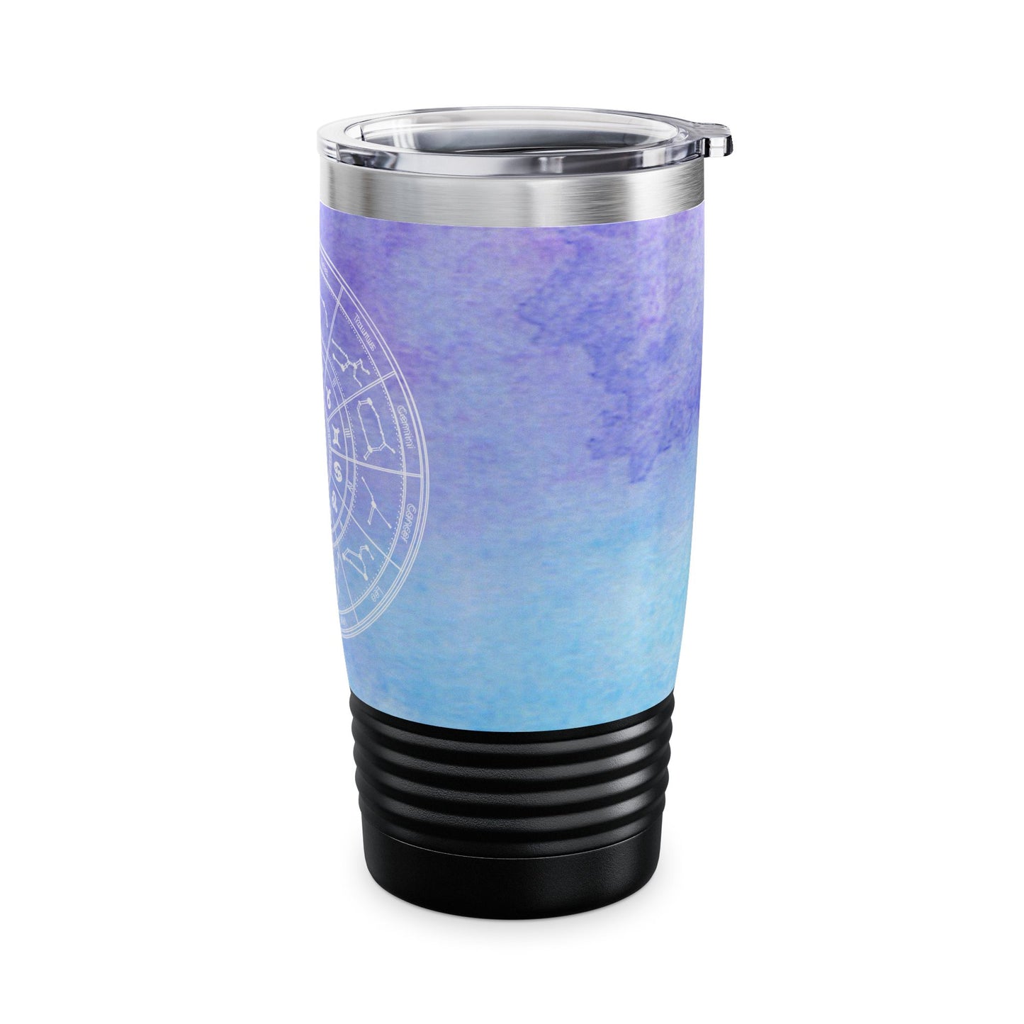 Birth Sign Star Chart Tumbler, Light Blue and Purple Travel Mug, Astrology Ringneck Tumbler Celestial 20oz, Zodiac Chart Stainless Steel Tumbler.