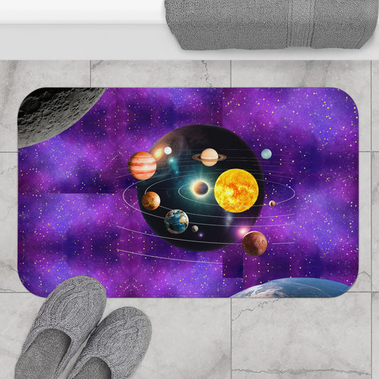 Planets Bathmat, Outer Space Shower Mat, Cosmic Bathroom Decor, Space-Themed Bathmat, Solar System Bathroom Accessories, Housewarming Gift.